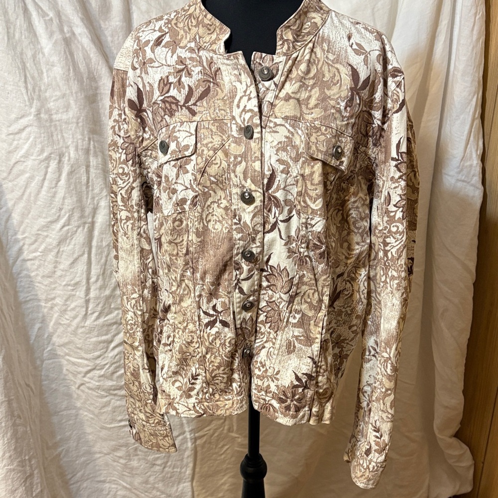 Christopher & Banks Tan and Cream Patterned Jacket